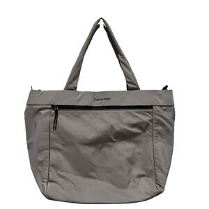 Calvin Klein Essential Nylon Gray Zip Tote Shoulder Bag Large